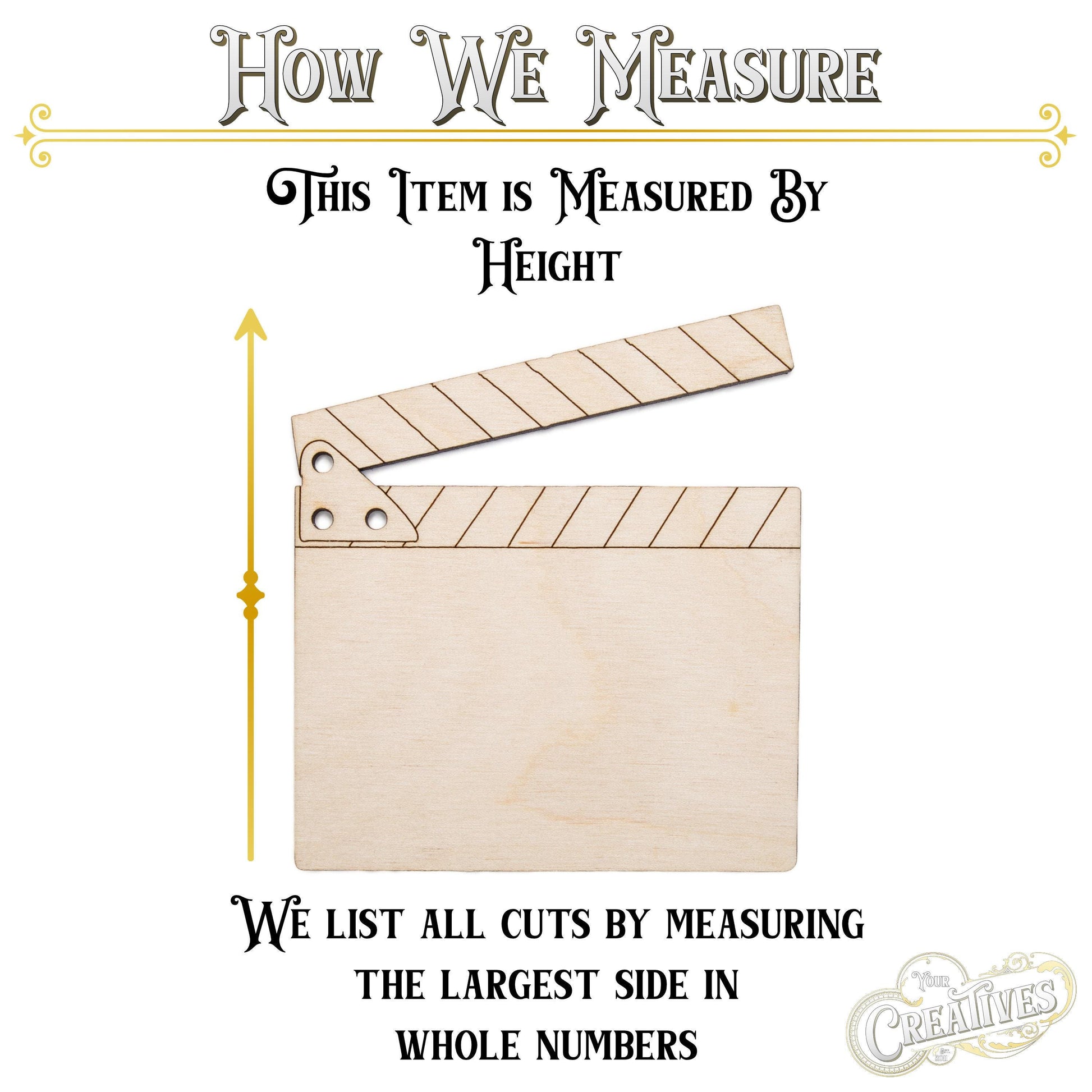 Film Clapper Board Wood Cutout - Laser Cut Unfinished Craft Shape - Multiple Sizes