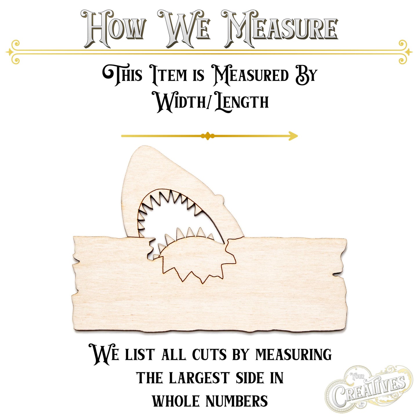 Shark Bite Plank Sign Wood Cutout - Laser Cut Unfinished Craft Shape - Multiple Sizes