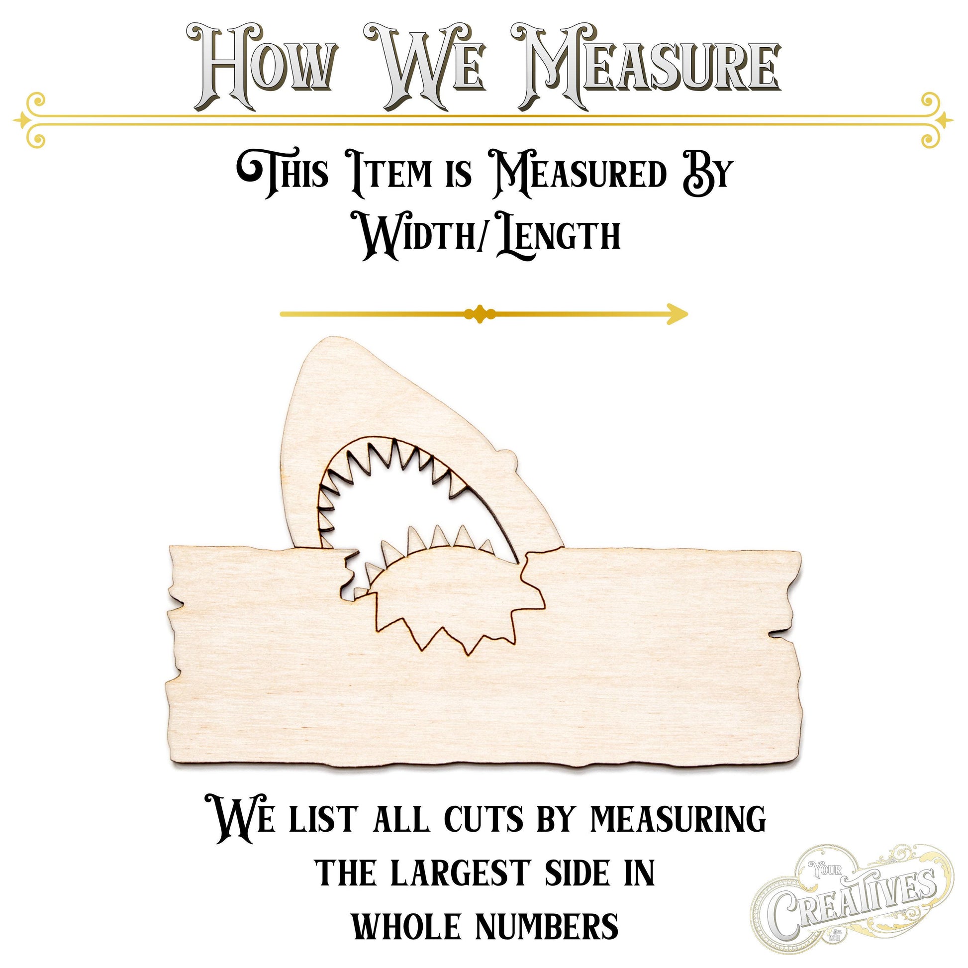 Shark Bite Plank Sign Wood Cutout - Laser Cut Unfinished Craft Shape - Multiple Sizes