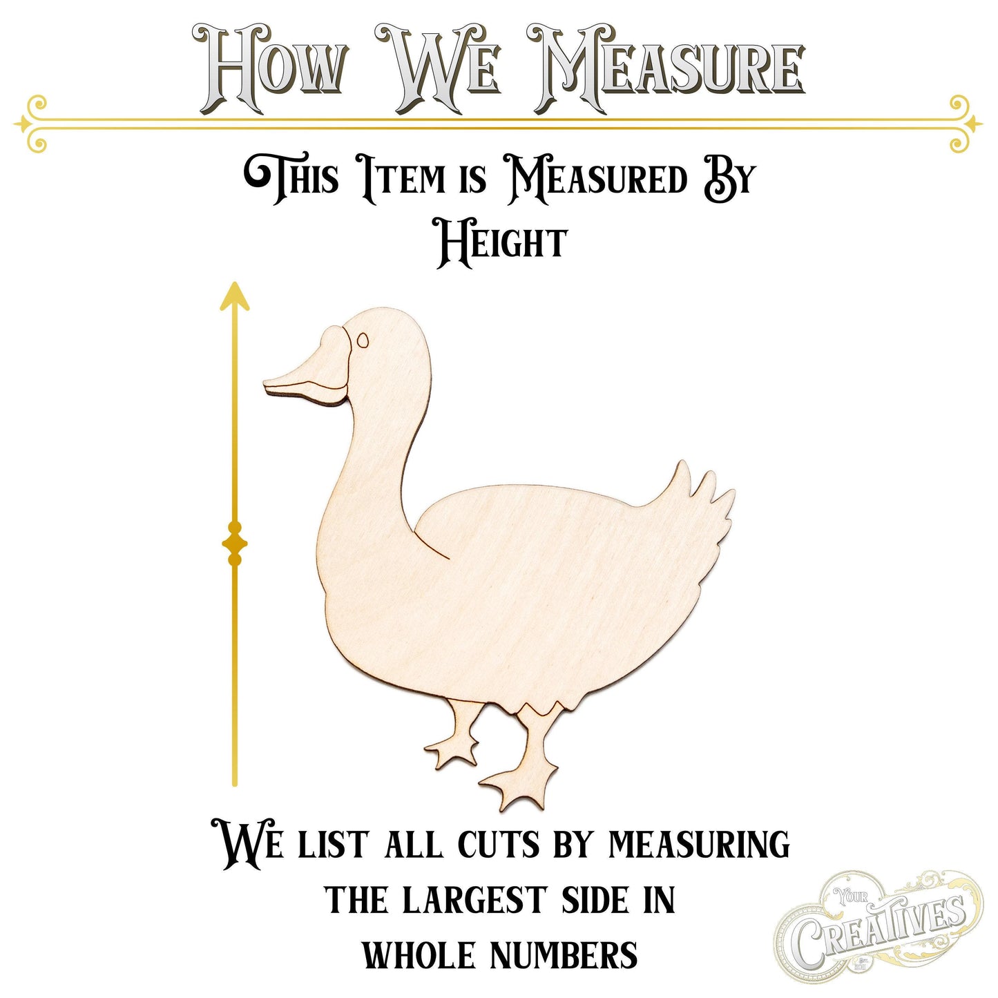 Goose Wood Cutout - Laser Cut Unfinished Craft Shape - Multiple Sizes