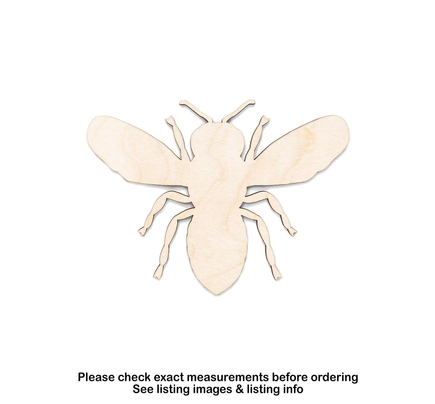 Bee Realistic Blank Wood Cutout - Laser Cut Unfinished Craft Shape - Multiple Sizes
