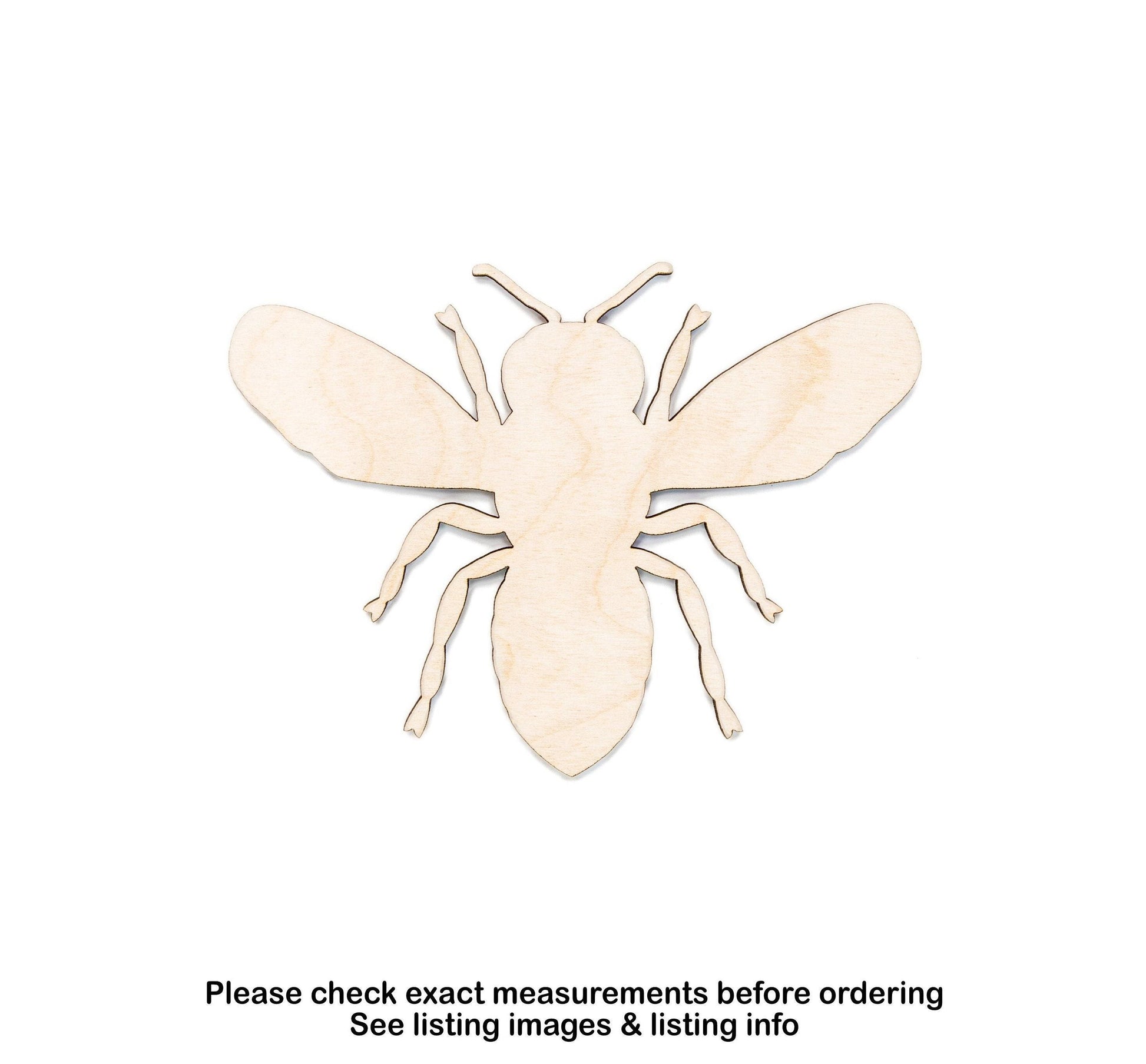 Bee Realistic Blank Wood Cutout - Laser Cut Unfinished Craft Shape - Multiple Sizes