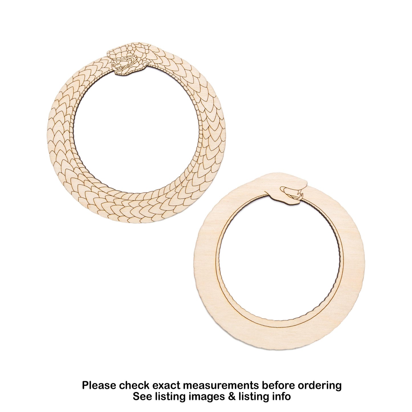 Serpent Ouroboros Wood Cutout - Laser Cut Unfinished Craft Shape - Multiple Sizes