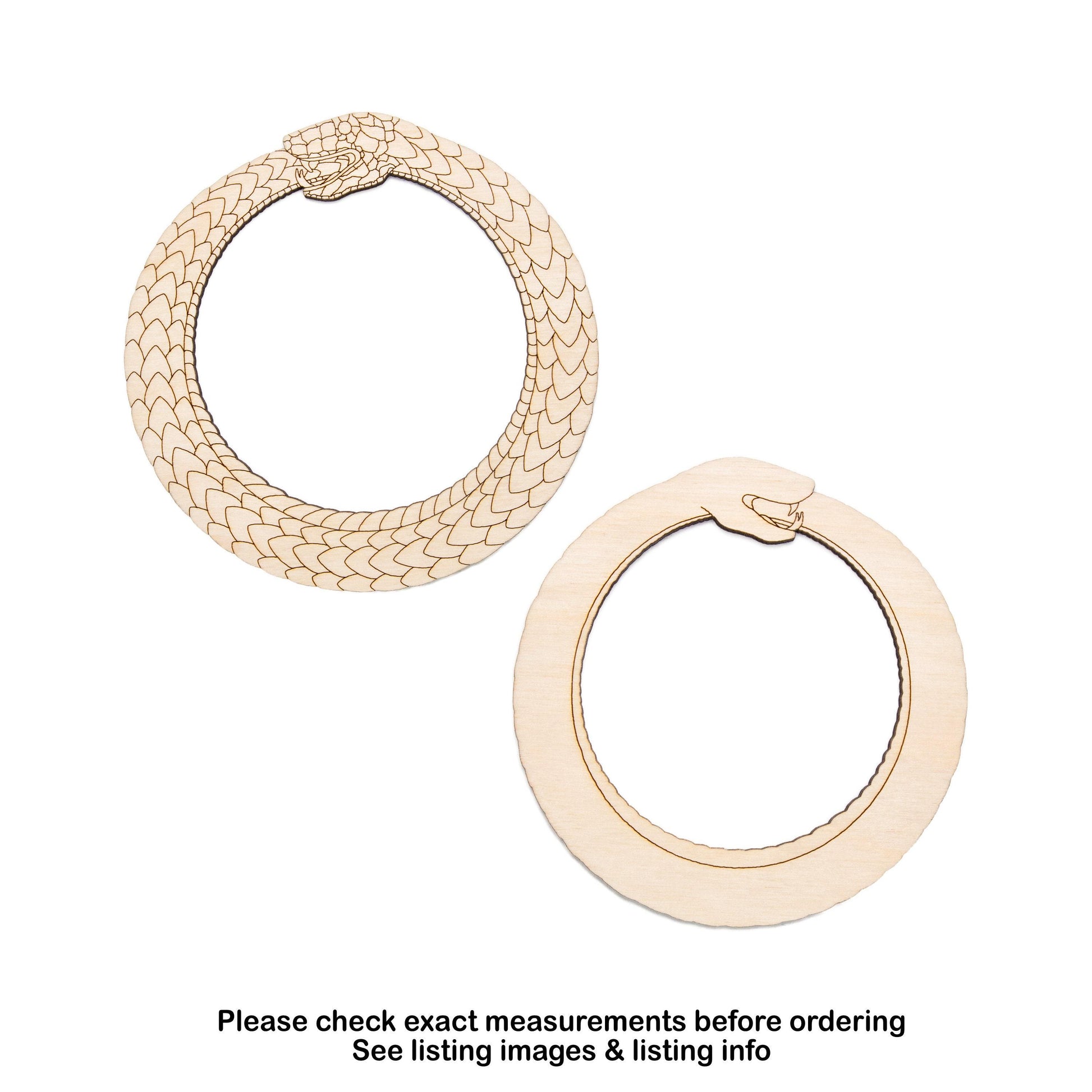 Serpent Ouroboros Wood Cutout - Laser Cut Unfinished Craft Shape - Multiple Sizes