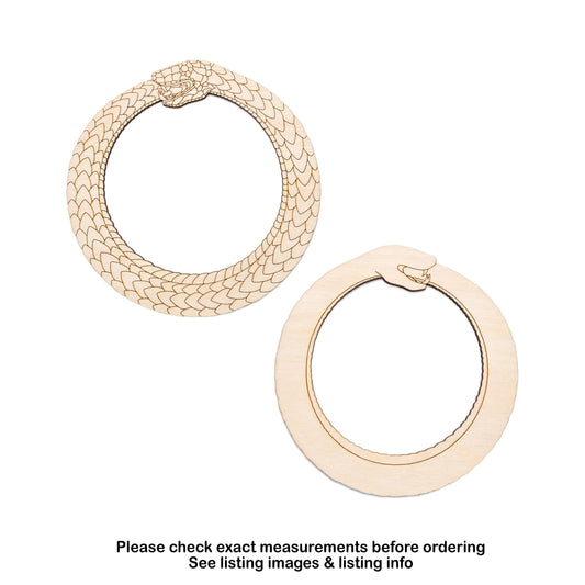 Serpent Ouroboros Wood Cutout - Laser Cut Unfinished Craft Shape - Multiple Sizes