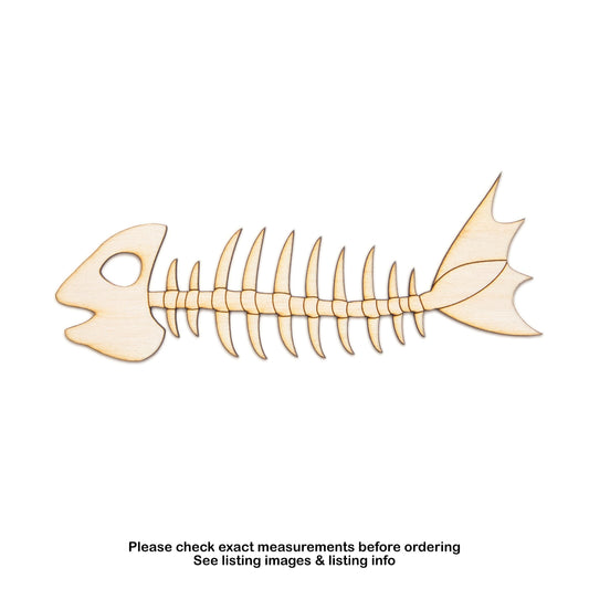 Fish Bones Wood Cutout - Laser Cut Unfinished Craft Shape - Multiple Sizes