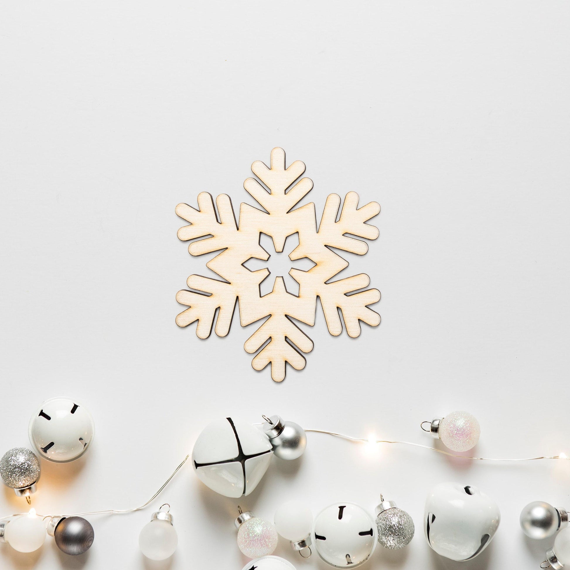 Fern Snowflake Wood Cutout - Laser Cut Unfinished Craft Shape - Multiple Sizes
