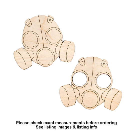 Gas Mask Wood Cutout - Laser Cut Unfinished Craft Shape - Multiple Sizes