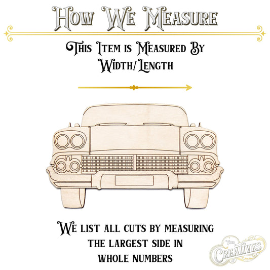 Classic Car Detailed Wood Cutout - Laser Cut Unfinished Craft Shape - Multiple Sizes