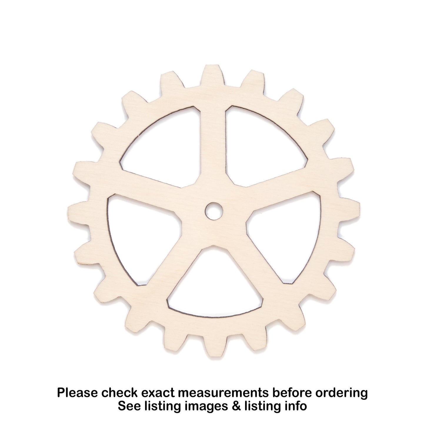 Gear 20 Tooth Angled Teeth Wood Cutout - Laser Cut Unfinished Craft Shape - Multiple Sizes