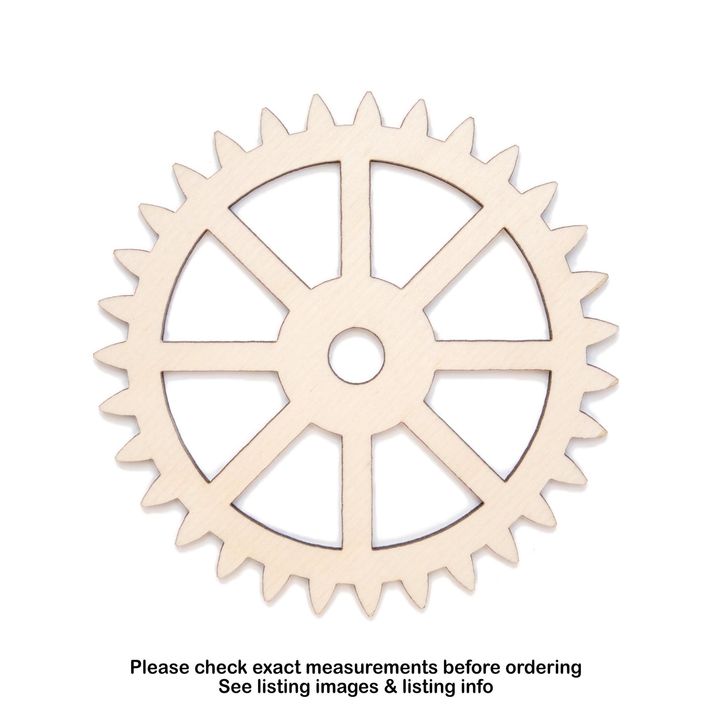 Spikey Gear 31 Tooth Wood Cutout - Laser Cut Unfinished Craft Shape - Multiple Sizes