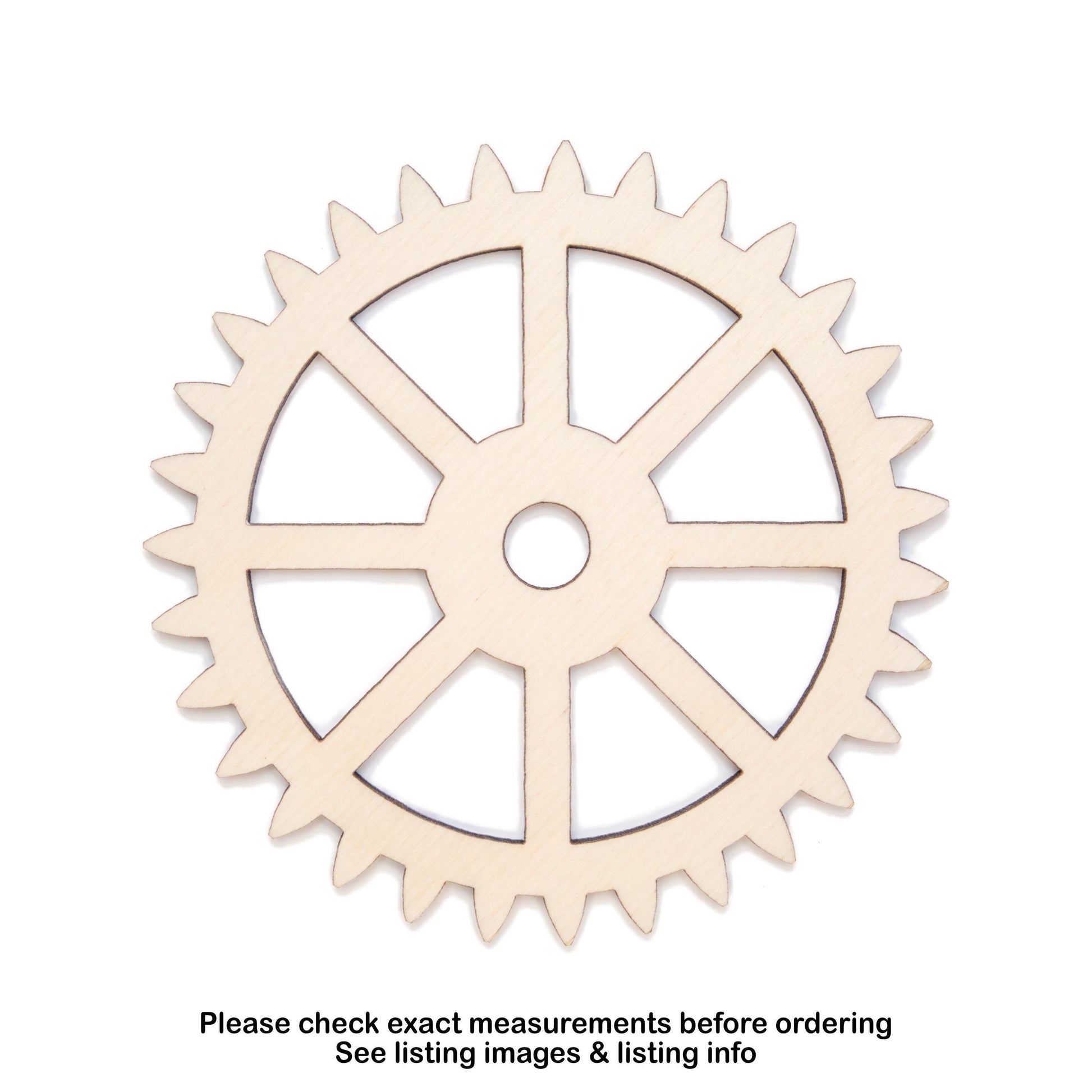 Spikey Gear 31 Tooth Wood Cutout - Laser Cut Unfinished Craft Shape - Multiple Sizes