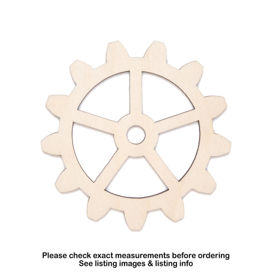 Gear 13 Tooth Wood Cutout - Laser Cut Unfinished Craft Shape - Multiple Sizes