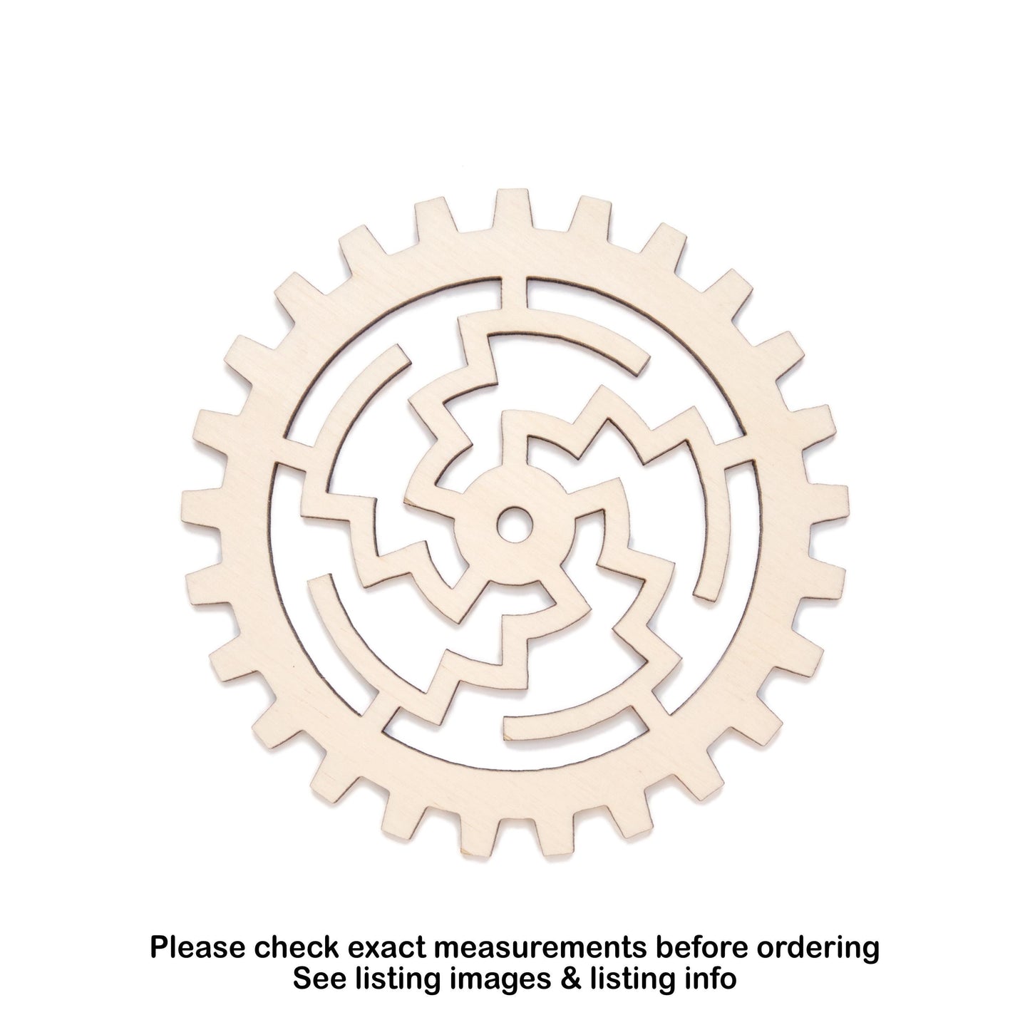 Maze Gear Wood Cutout - Laser Cut Unfinished Craft Shape - Multiple Sizes