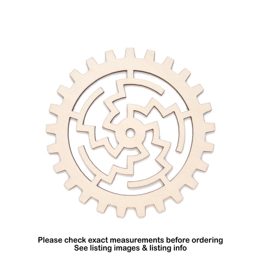 Maze Gear Wood Cutout - Laser Cut Unfinished Craft Shape - Multiple Sizes