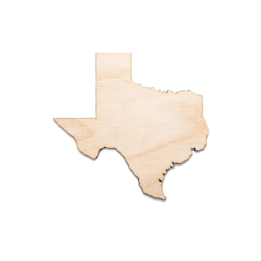 Texas State Wood Cutout - Laser Cut Unfinished Craft Shape - Multiple Sizes