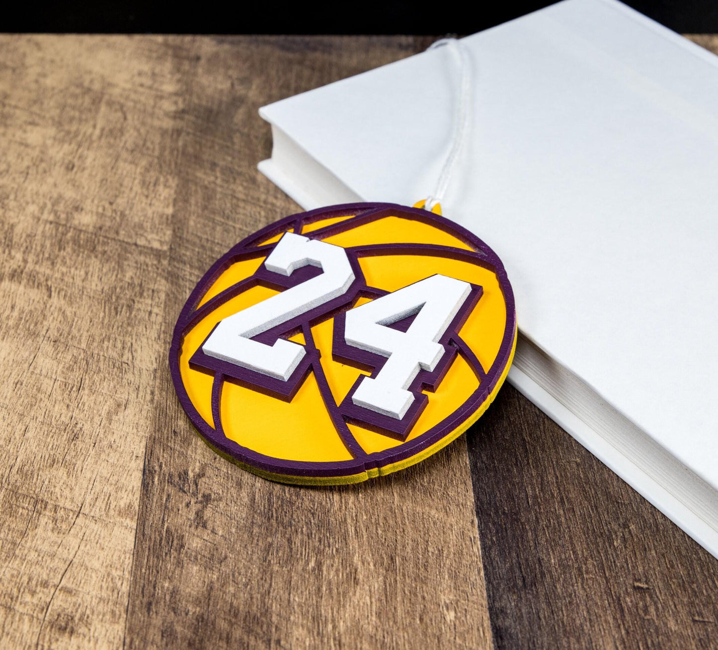 8 and 24 Basketball Painted Wood Ornament - Laser Cut Sports Theme Holiday Craft Shape