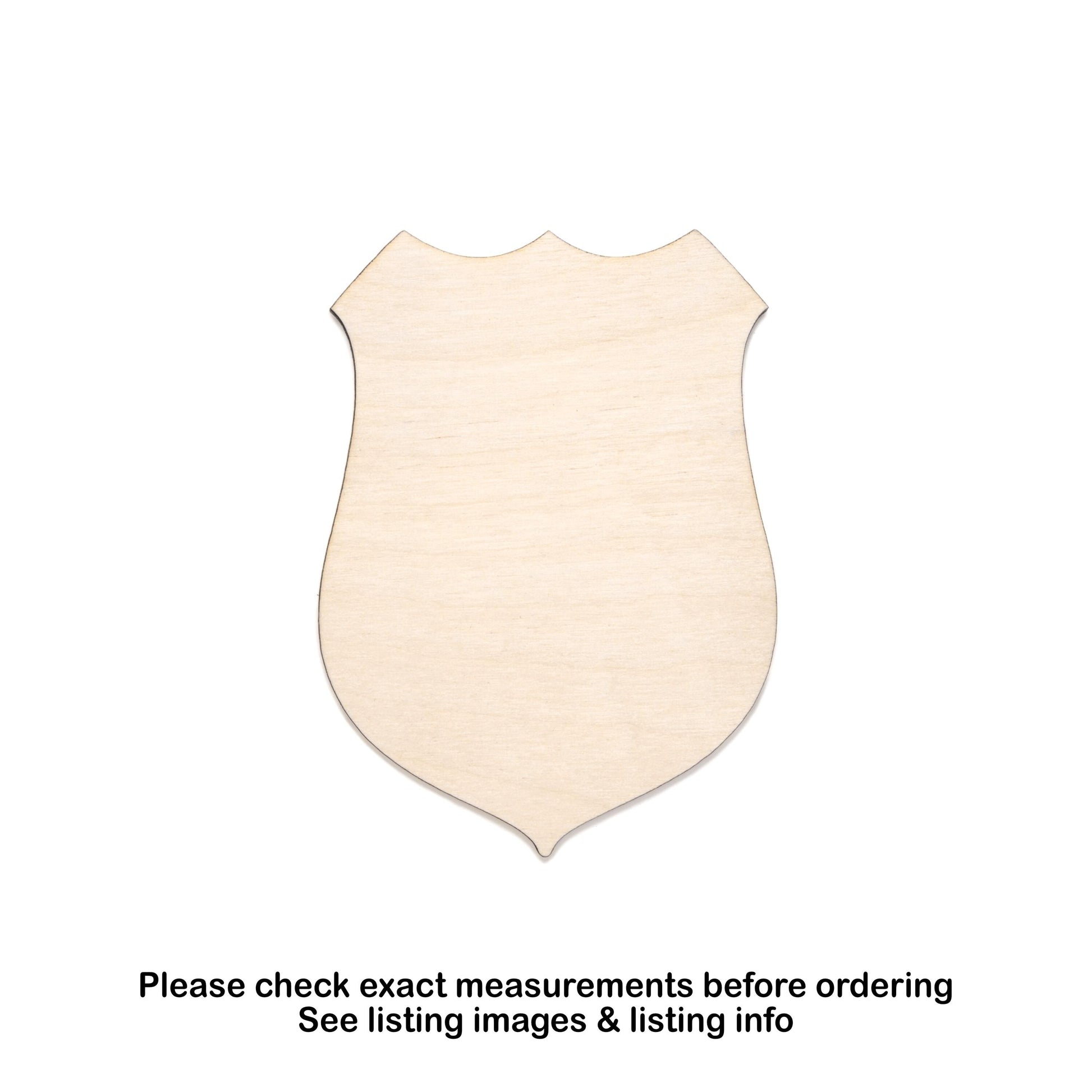 Police Badge Blank Wood Cutout - Laser Cut Unfinished Craft Shape - Multiple Sizes