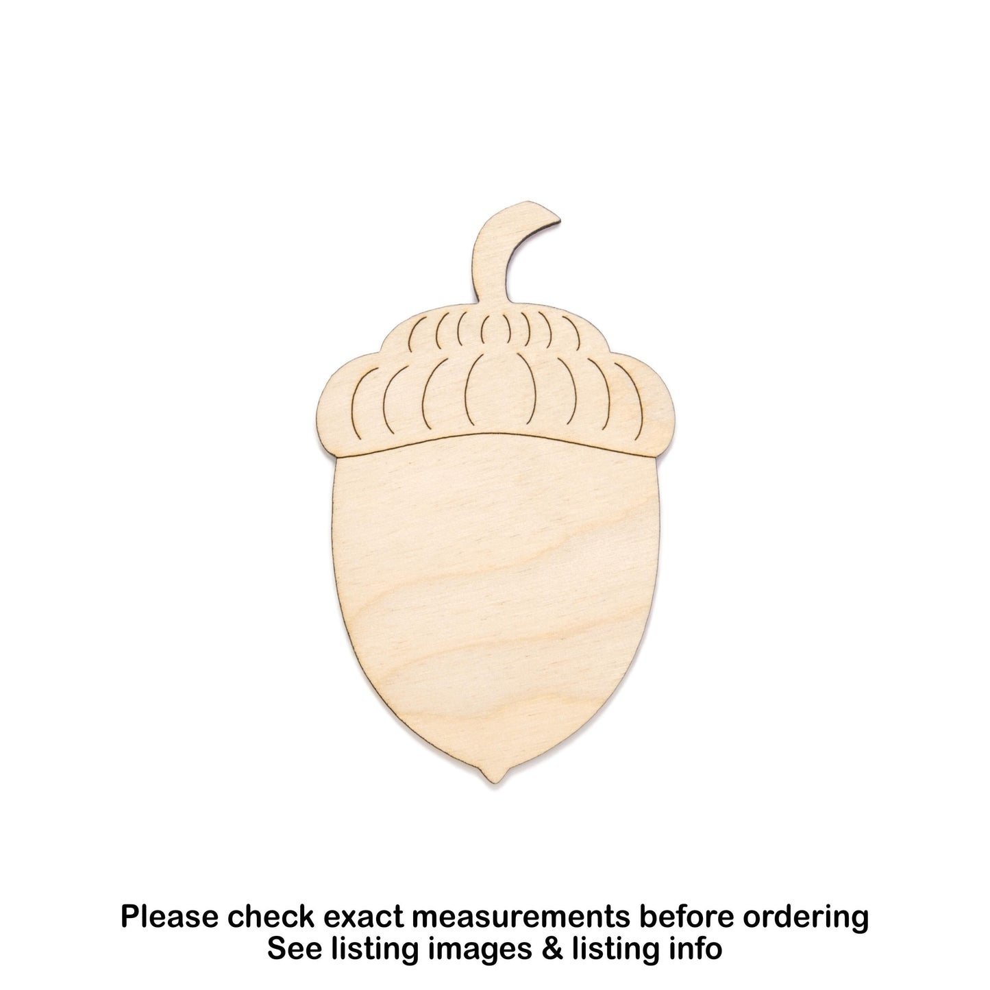 Acorn Tall Wood Cutout - Laser Cut Unfinished Craft Shape - Multiple Sizes