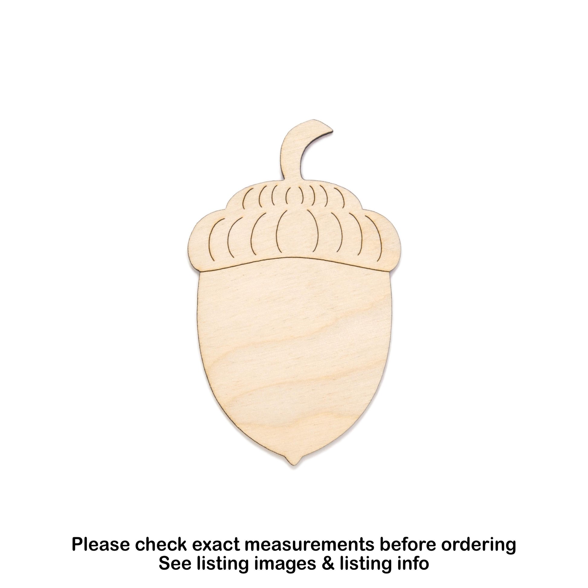Acorn Tall Wood Cutout - Laser Cut Unfinished Craft Shape - Multiple Sizes