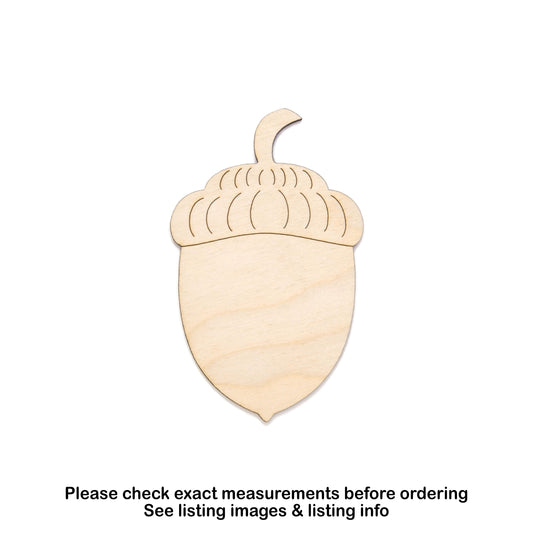 Acorn Tall Wood Cutout - Laser Cut Unfinished Craft Shape - Multiple Sizes