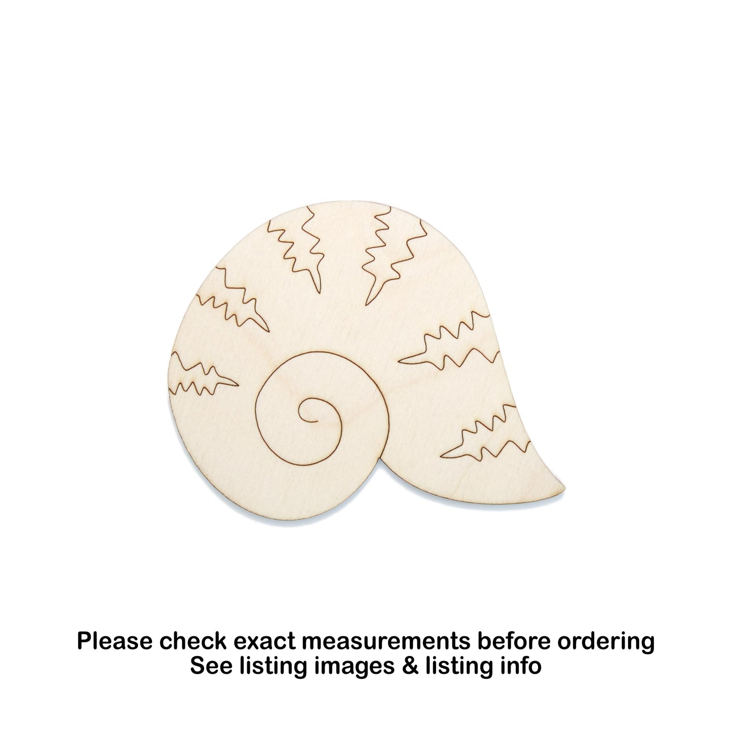 Spiral Shell Wood Cutout - Laser Cut Unfinished Craft Shape - Multiple Sizes