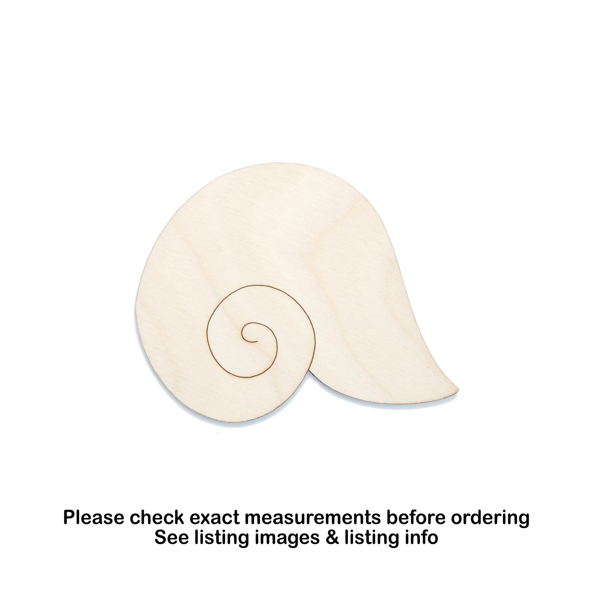 Spiral Shell Wood Cutout - Laser Cut Unfinished Craft Shape - Multiple Sizes