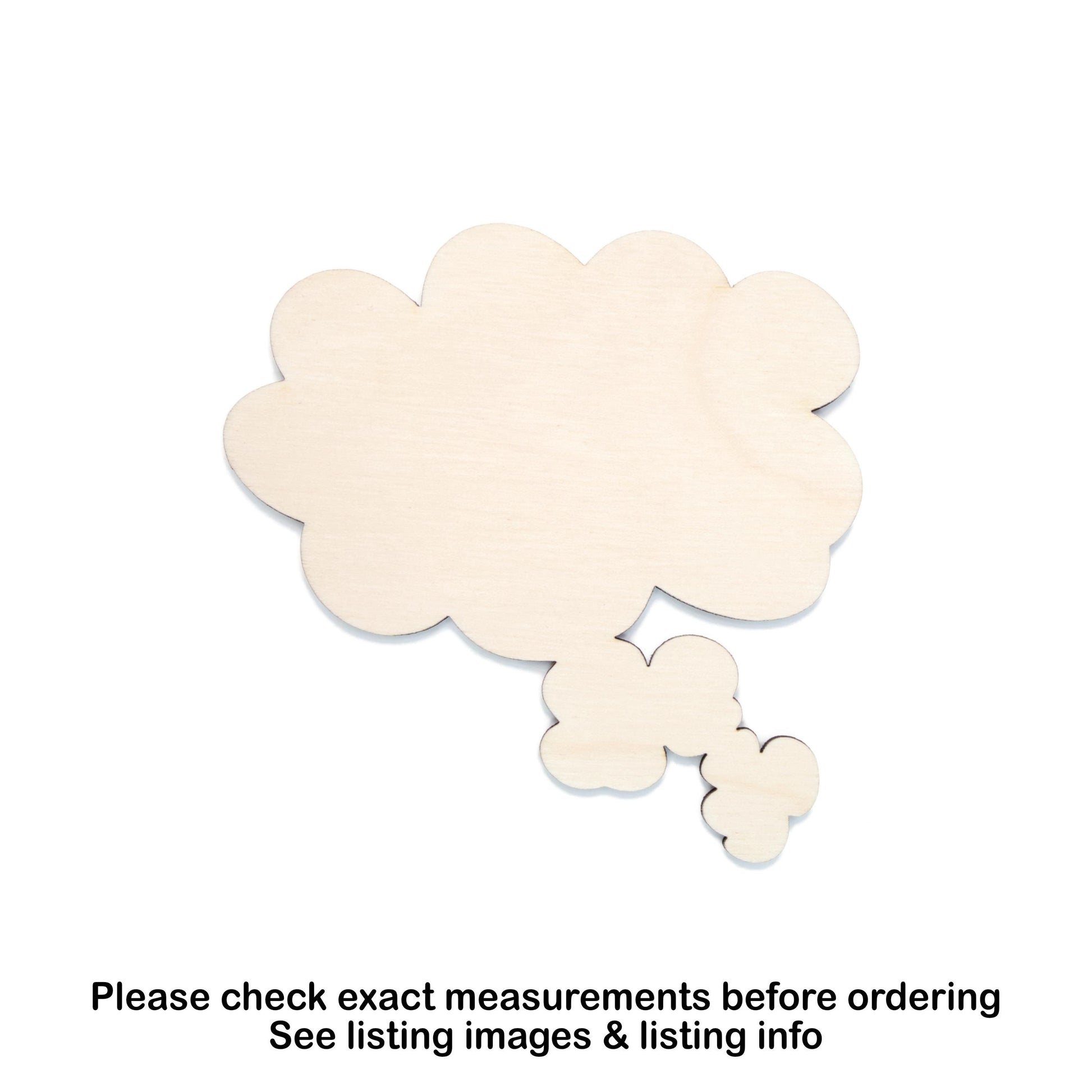 Thinking Bubble Speech Bubble Wood Cutout - Laser Cut Unfinished Craft Shape - Multiple Sizes