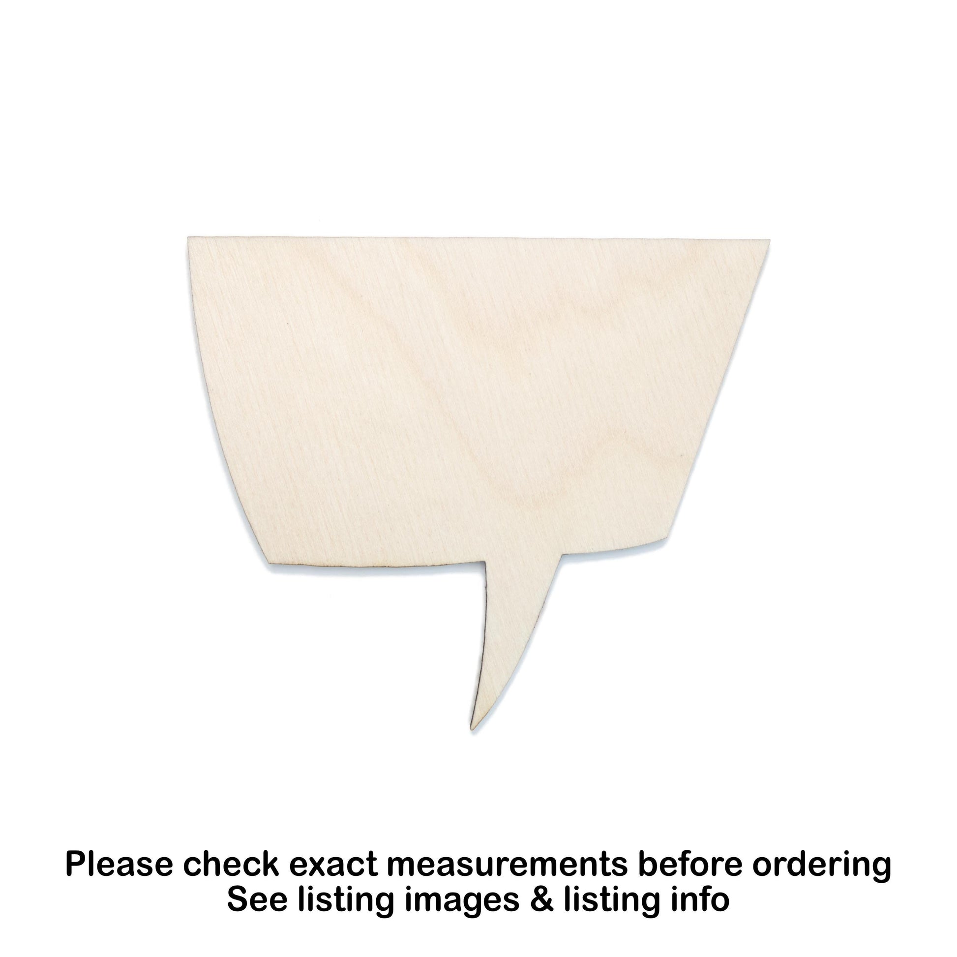 Rectangle Speech Bubble Basic Wood Cutout - Laser Cut Unfinished Craft Shape - Multiple Sizes