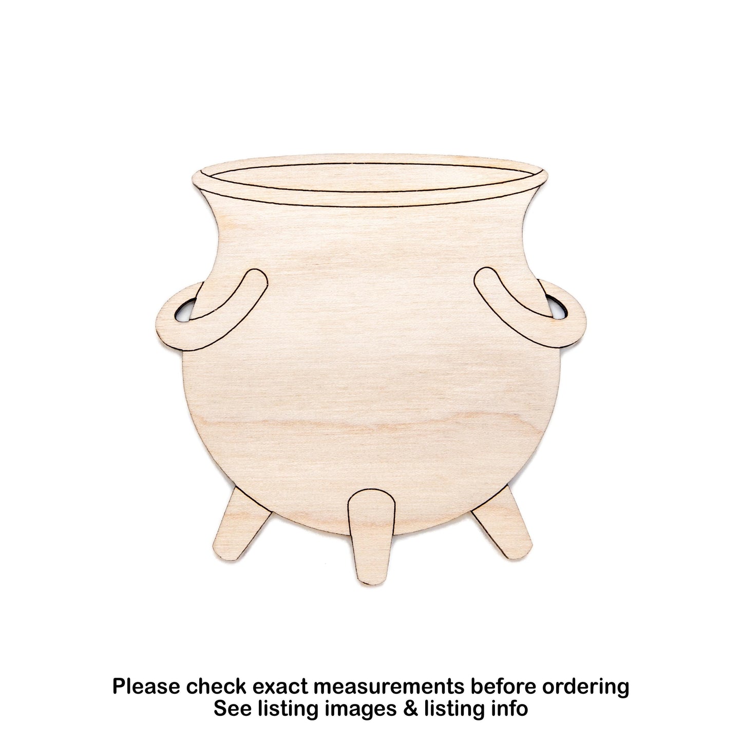 Cauldron Detailed Wood Cutout - Laser Cut Unfinished Craft Shape - Multiple Sizes