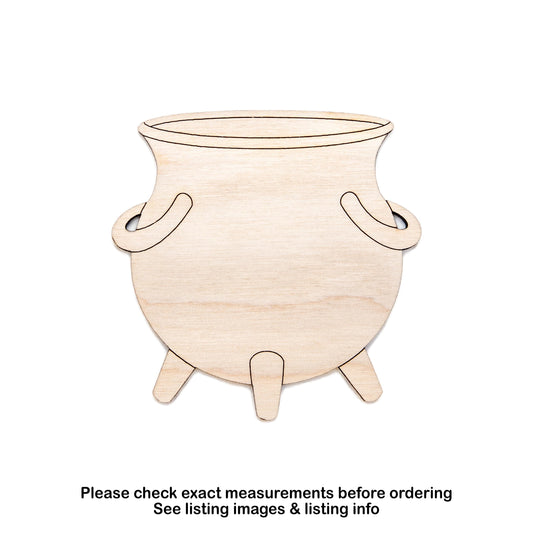 Cauldron Detailed Wood Cutout - Laser Cut Unfinished Craft Shape - Multiple Sizes