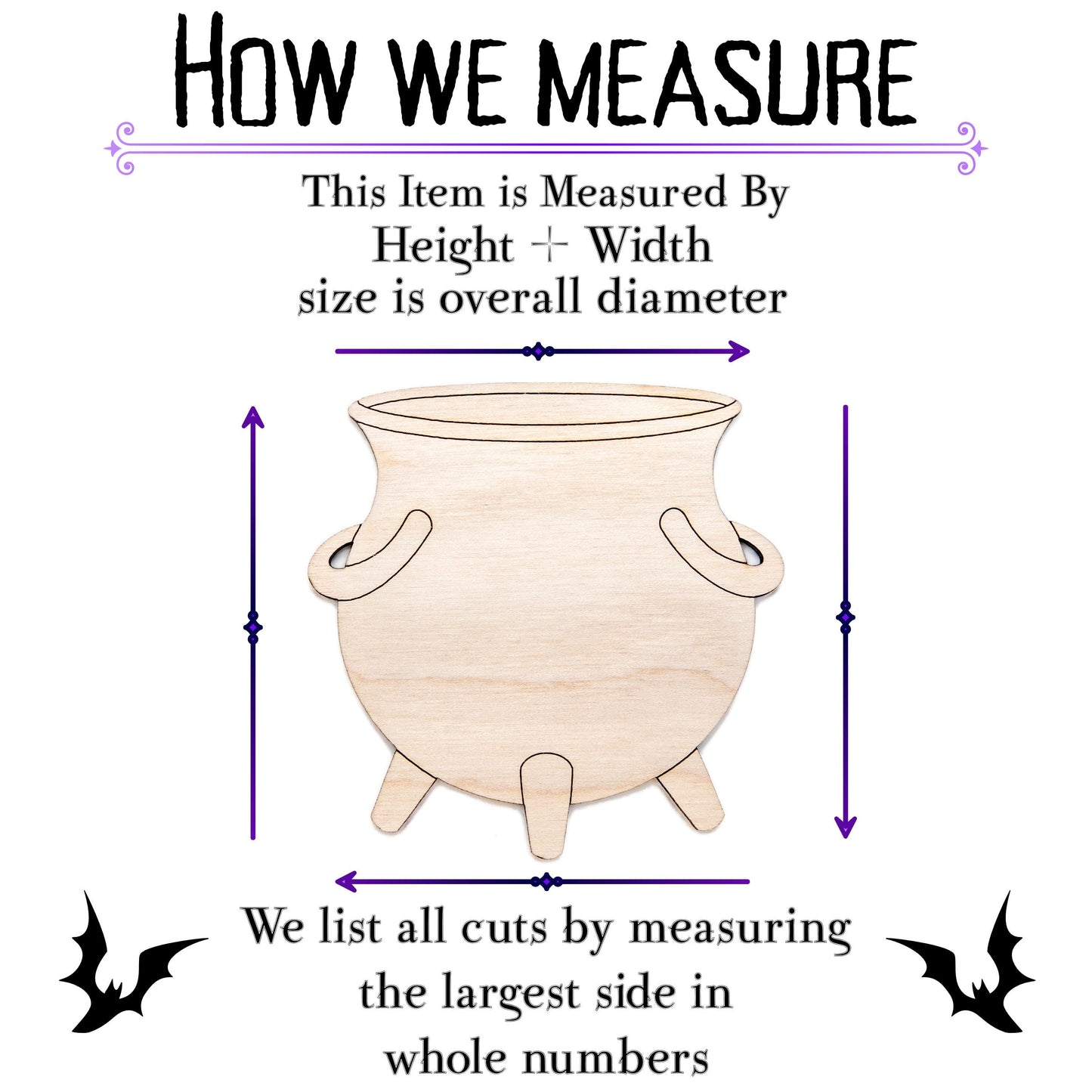 Cauldron Detailed Wood Cutout - Laser Cut Unfinished Craft Shape - Multiple Sizes