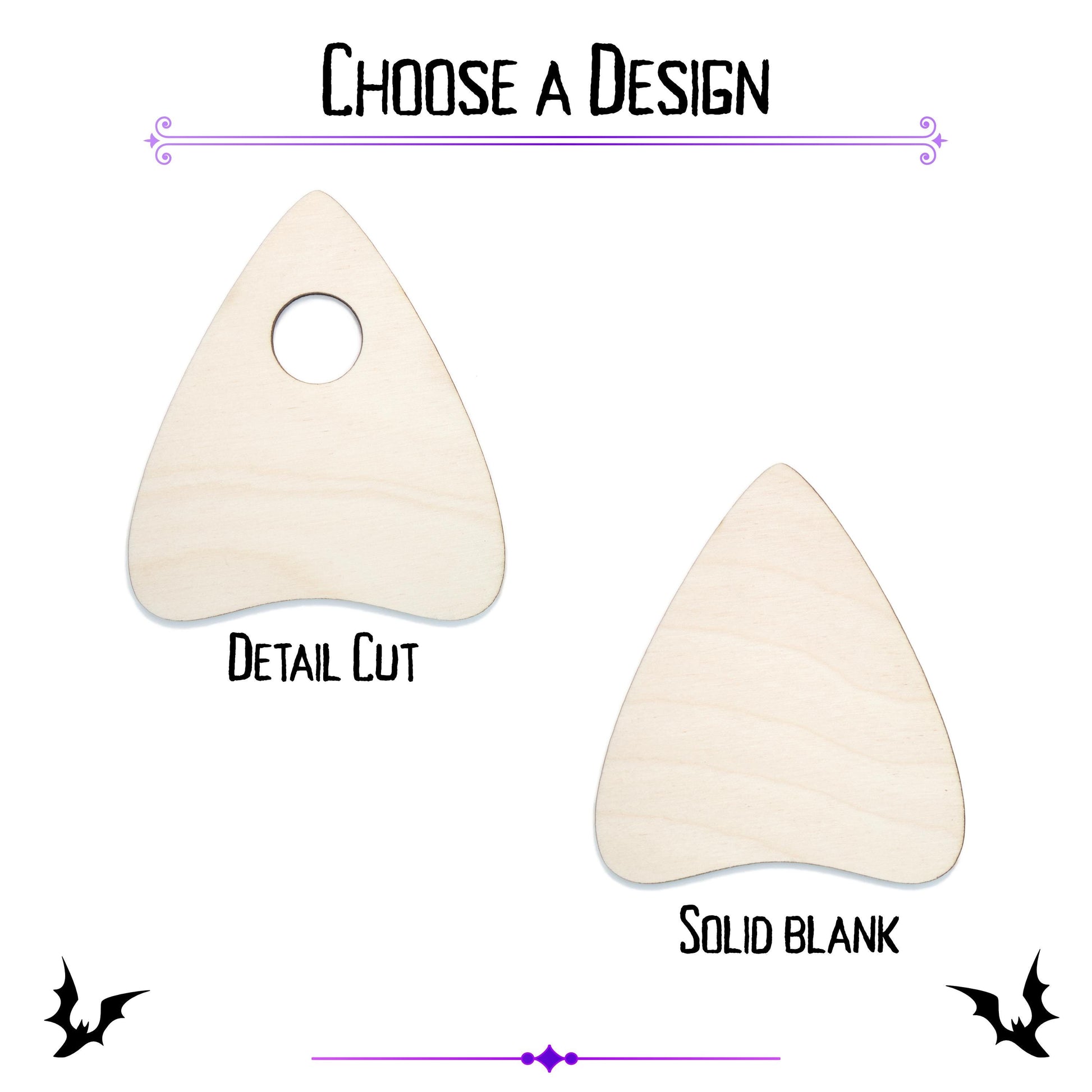 Planchette Blank Wood Cutout - Laser Cut Unfinished Craft Shape - Multiple Sizes