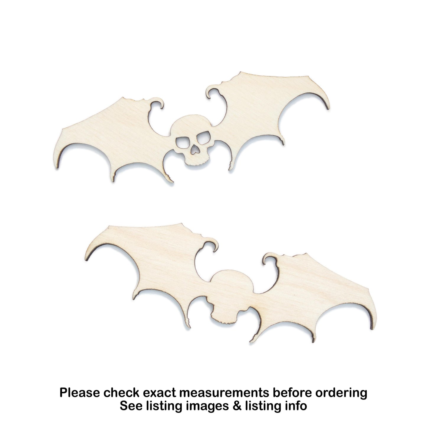 Winged Skull Blank Wood Cutout - Laser Cut Unfinished Craft Shape - Multiple Sizes
