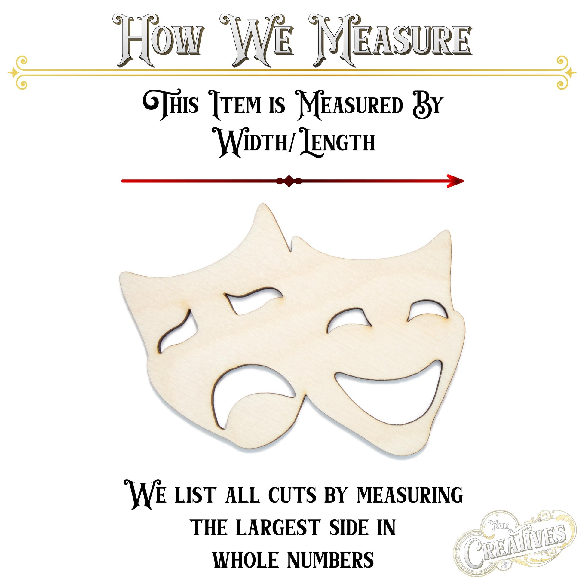 Theater Masks Blank Wood Cutout - Laser Cut Unfinished Craft Shape - Multiple Sizes