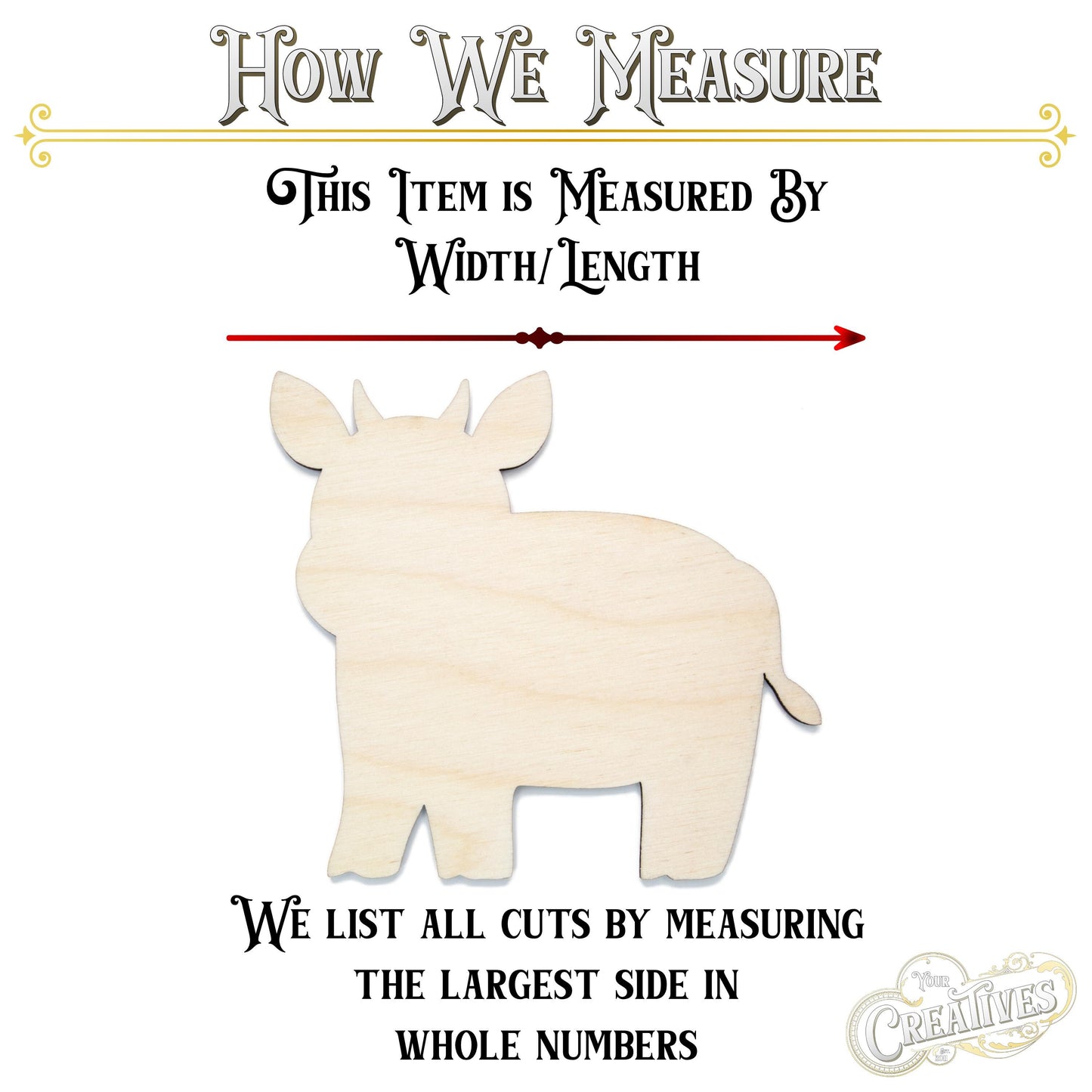Cute Cow Bull Blank Wood Cutout - Laser Cut Unfinished Craft Shape - Multiple Sizes