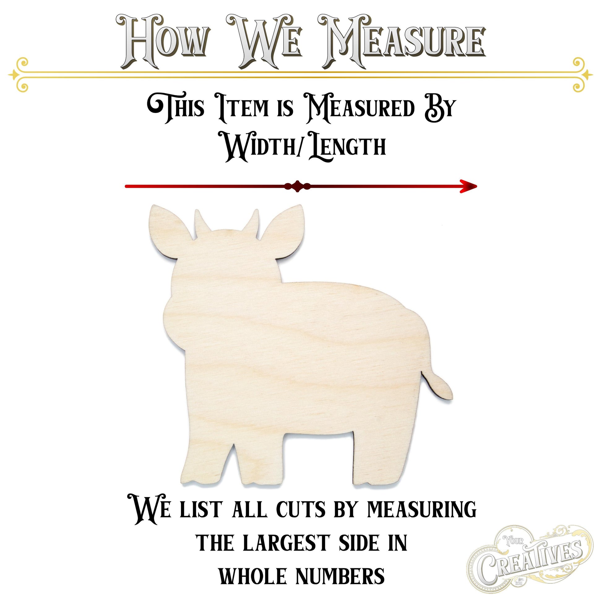 Cute Cow Bull Blank Wood Cutout - Laser Cut Unfinished Craft Shape - Multiple Sizes