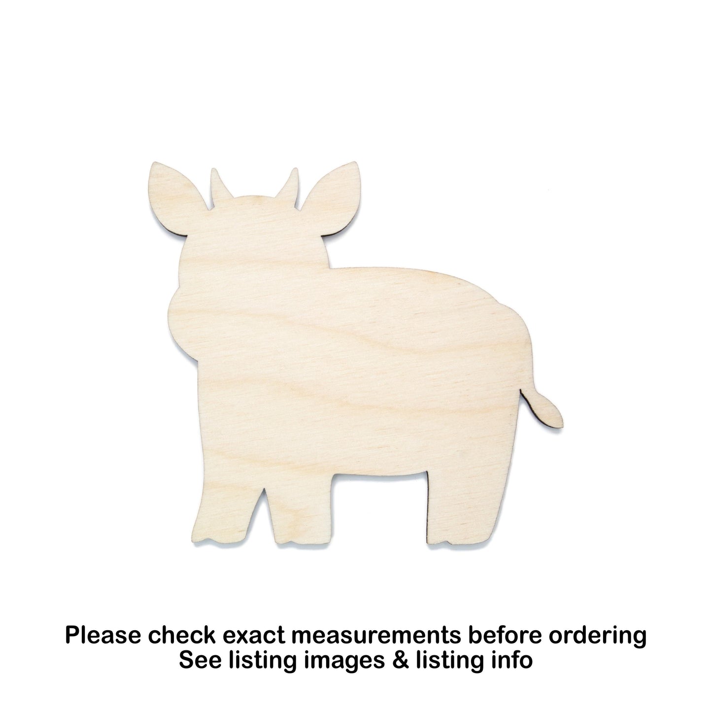 Cute Cow Bull Blank Wood Cutout - Laser Cut Unfinished Craft Shape - Multiple Sizes