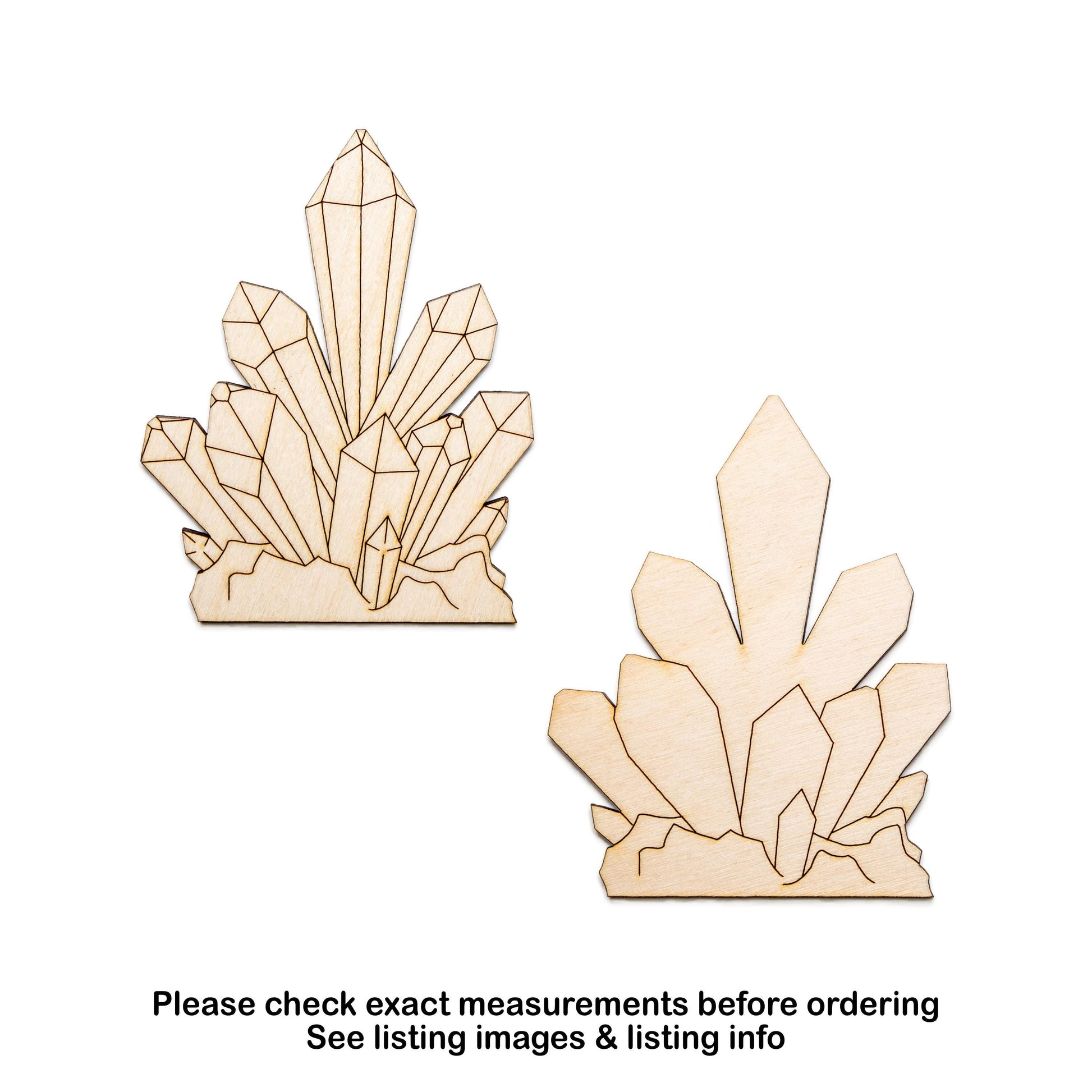 Crystals Detailed Wood Cutout - Laser Cut Unfinished Craft Shape - Multiple Sizes