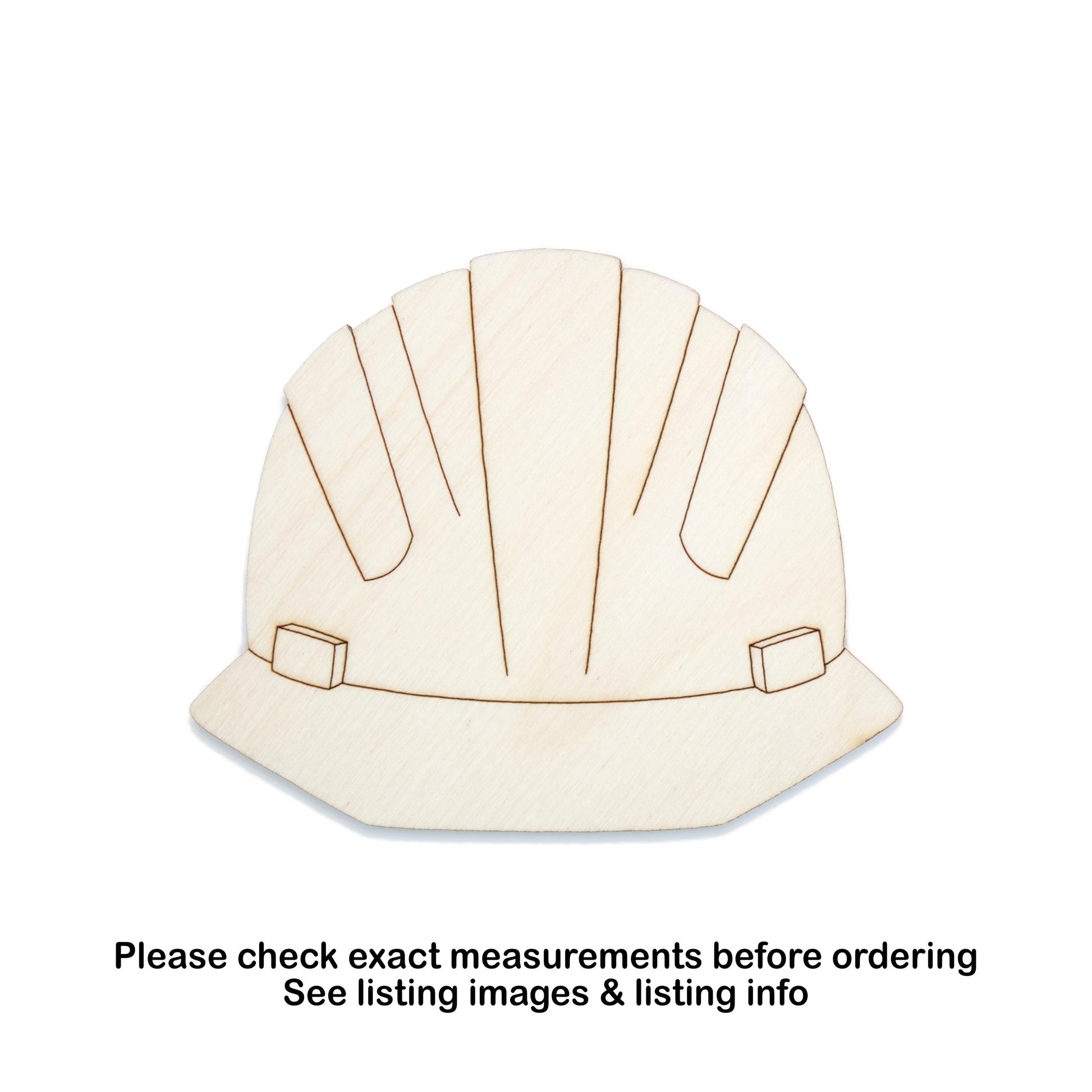 Hard Hat Front View Detailed Wood Cutout - Laser Cut Unfinished Craft Shape - Multiple Sizes