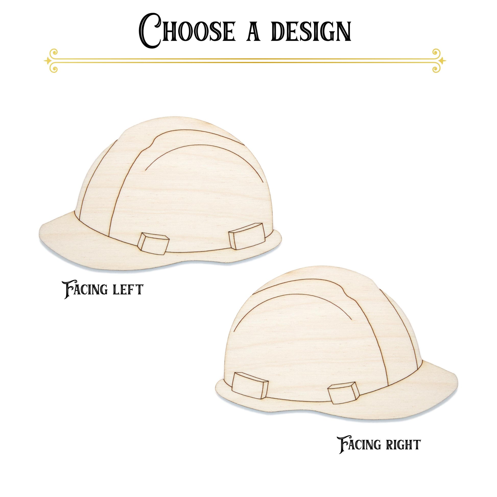 Hard Hat Wood Cutout - Laser Cut Unfinished Craft Shape - Multiple Sizes