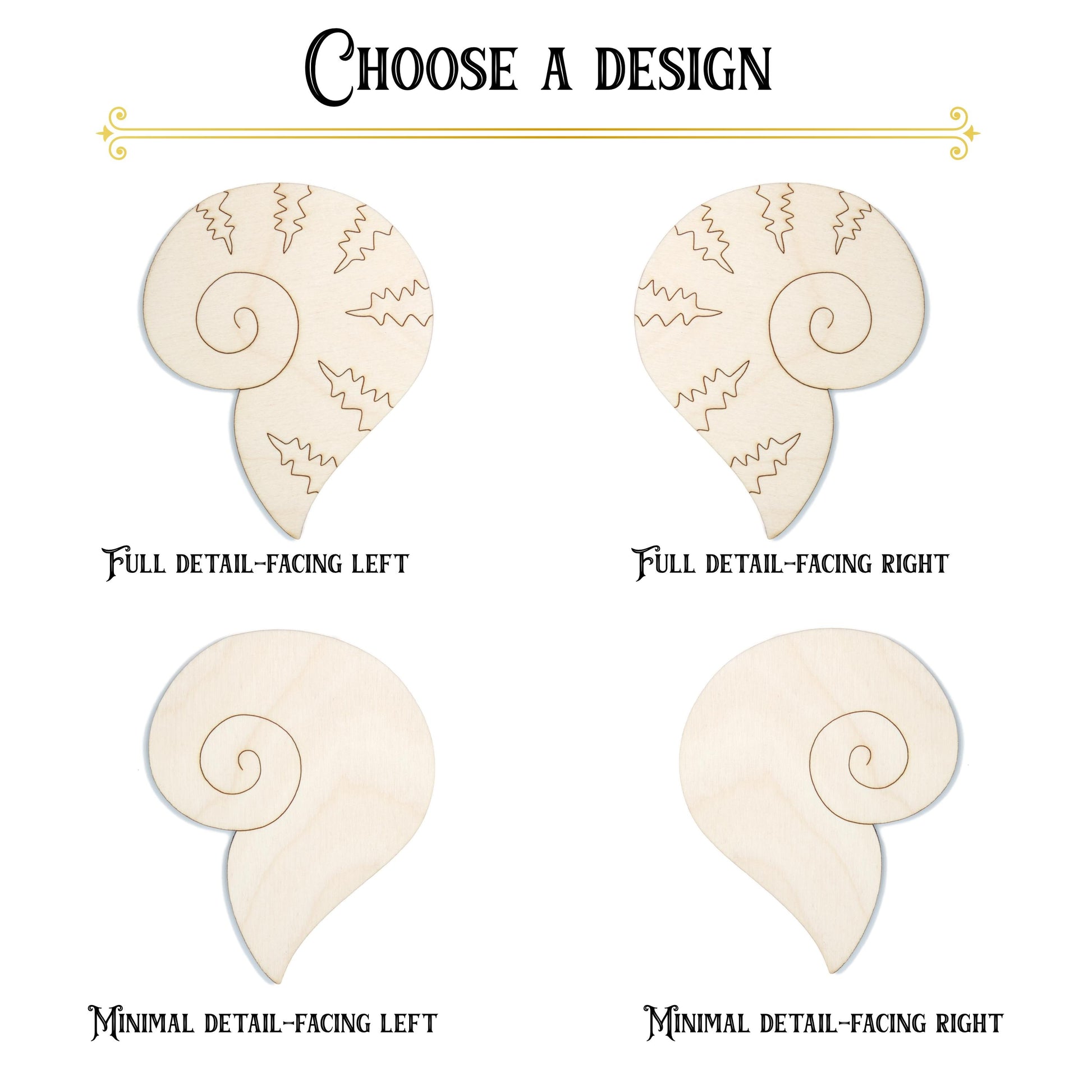 Spiral Shell Wood Cutout - Laser Cut Unfinished Craft Shape - Multiple Sizes