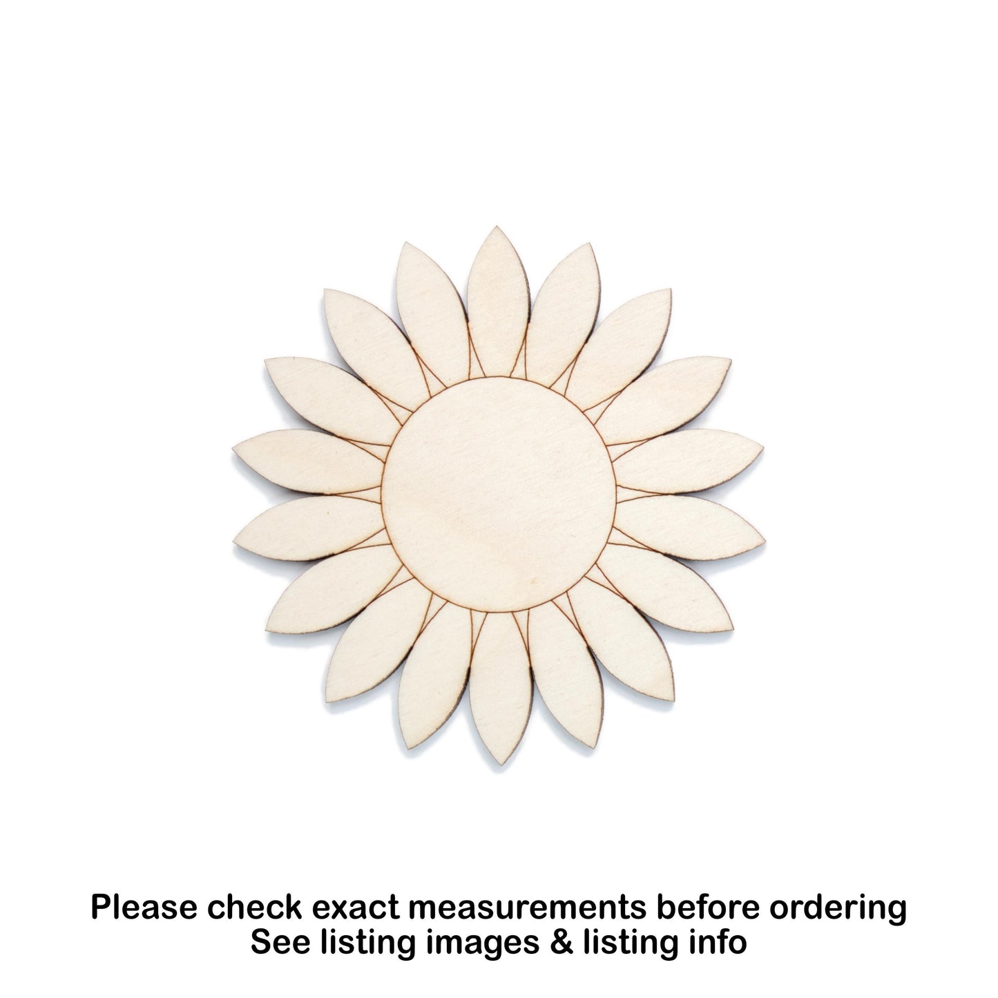 Sunflower Detailed Wood Cutout - Laser Cut Unfinished Craft Shape - Multiple Sizes