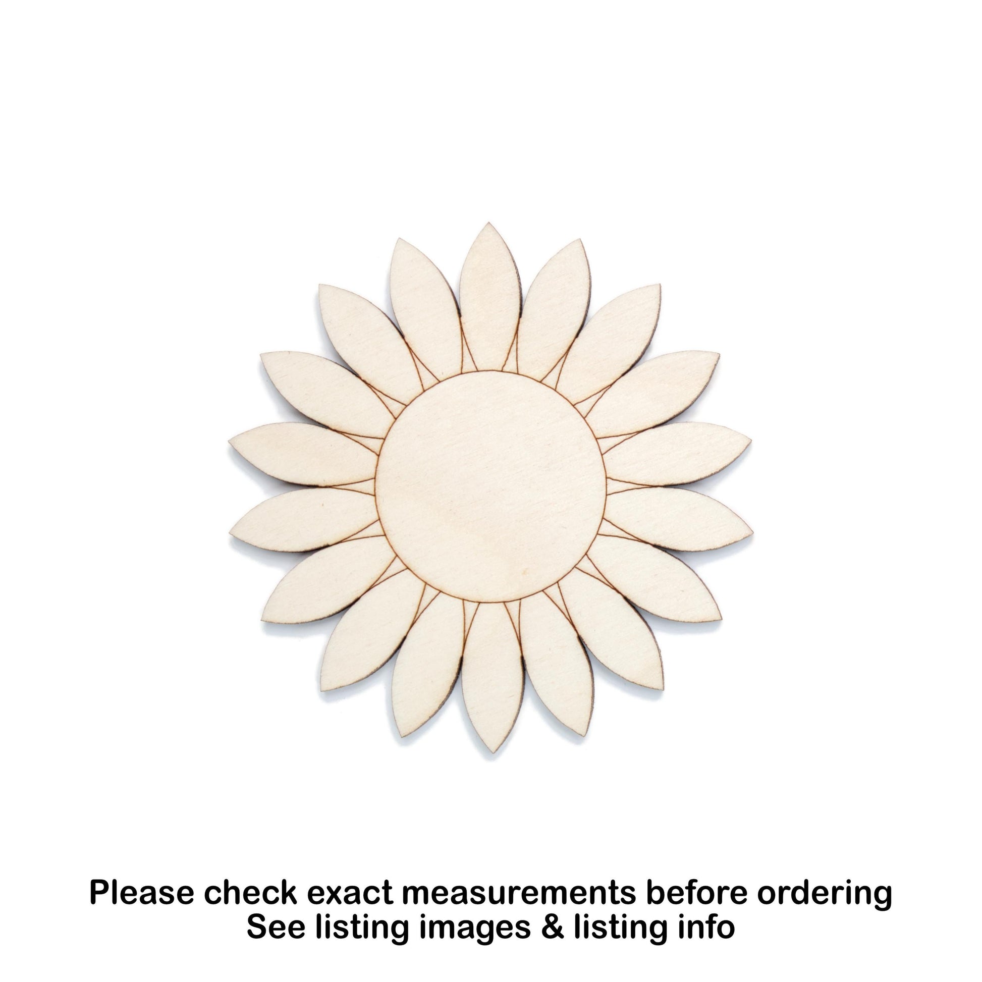 Sunflower Detailed Wood Cutout - Laser Cut Unfinished Craft Shape - Multiple Sizes