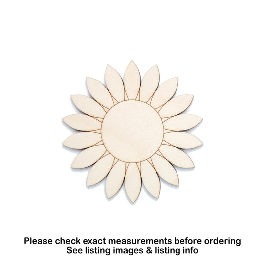 Sunflower Detailed Wood Cutout - Laser Cut Unfinished Craft Shape - Multiple Sizes