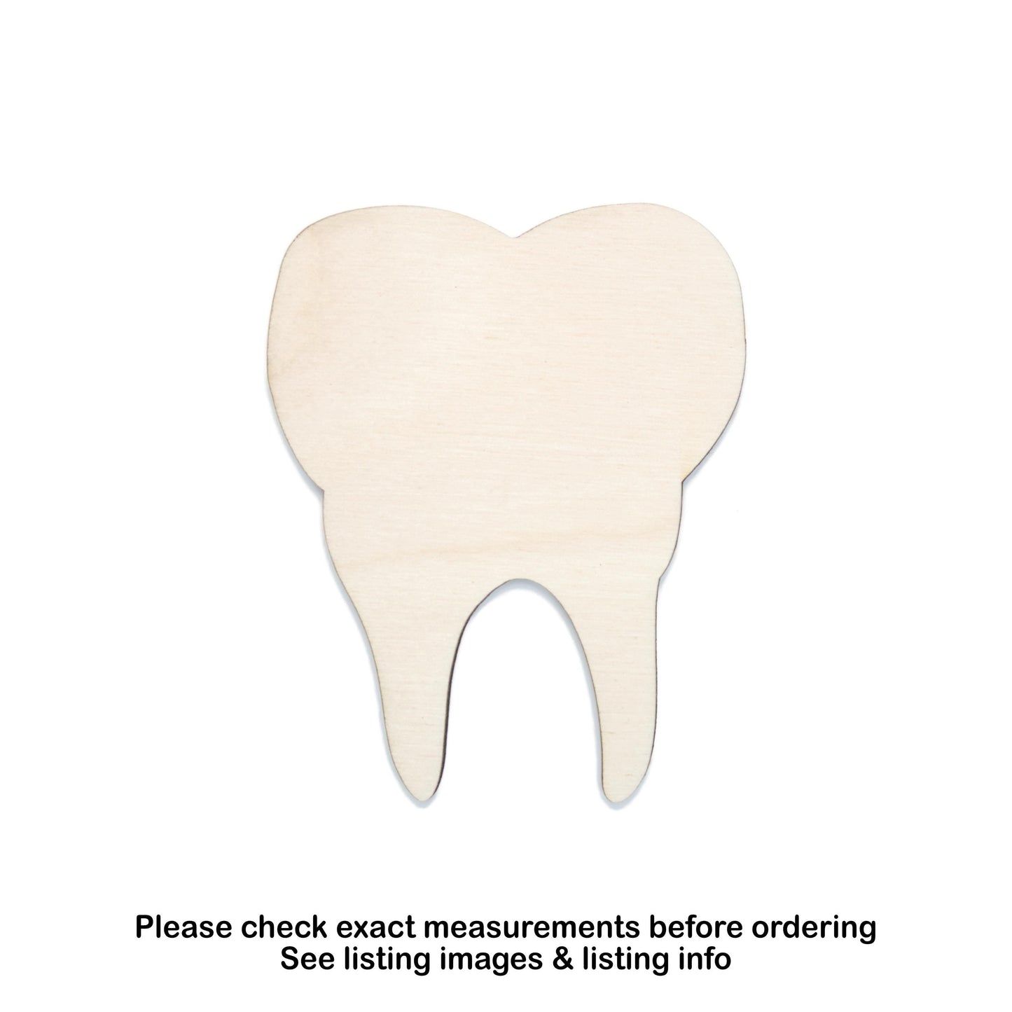 Tooth Wood Cutout - Laser Cut Unfinished Craft Shape - Multiple Sizes