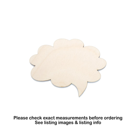 Cloud Speech Bubble Slim Blank Wood Cutout - Laser Cut Unfinished Craft Shape - Multiple Sizes