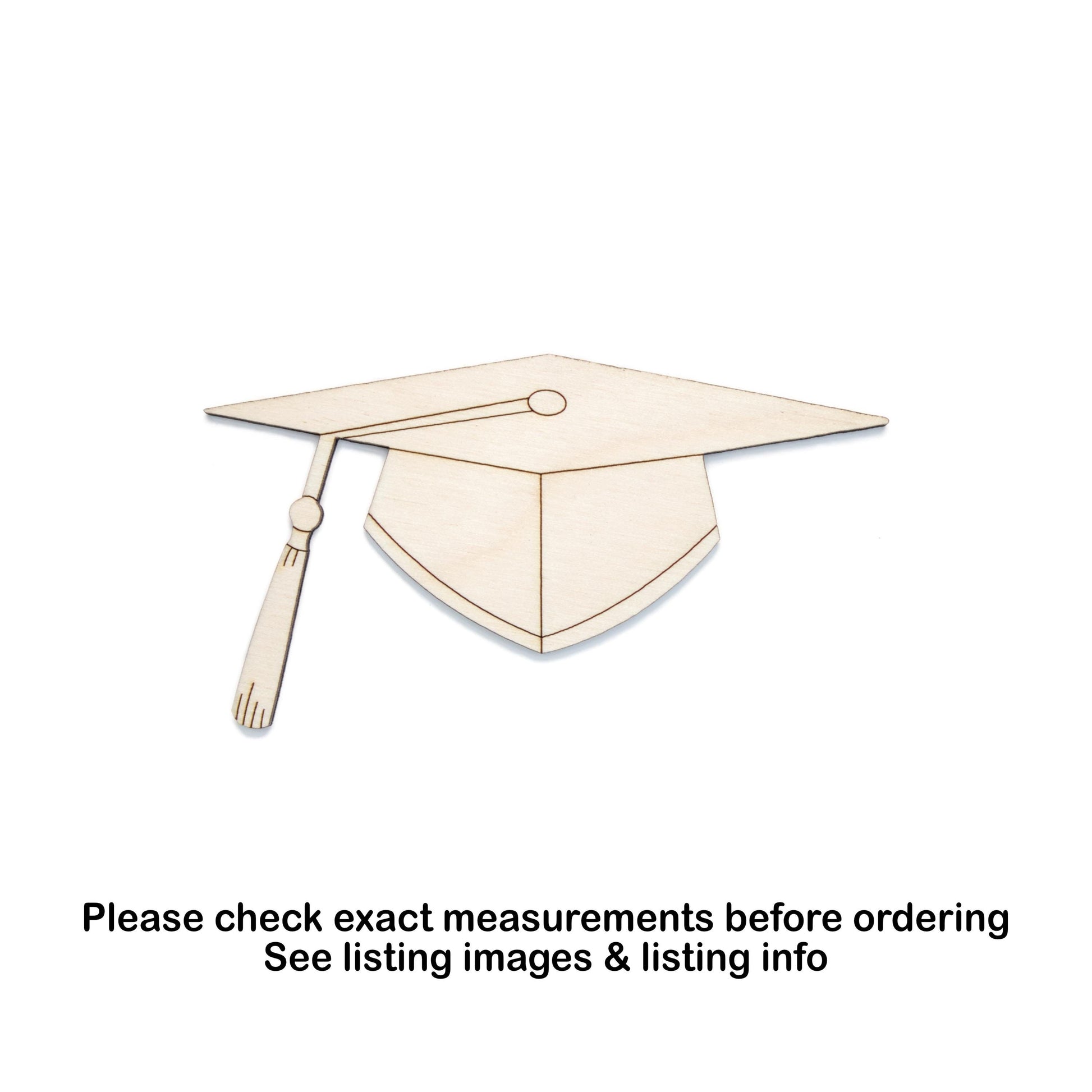 Graduation Cap Wood Cutout - Laser Cut Unfinished Craft Shape - Multiple Sizes