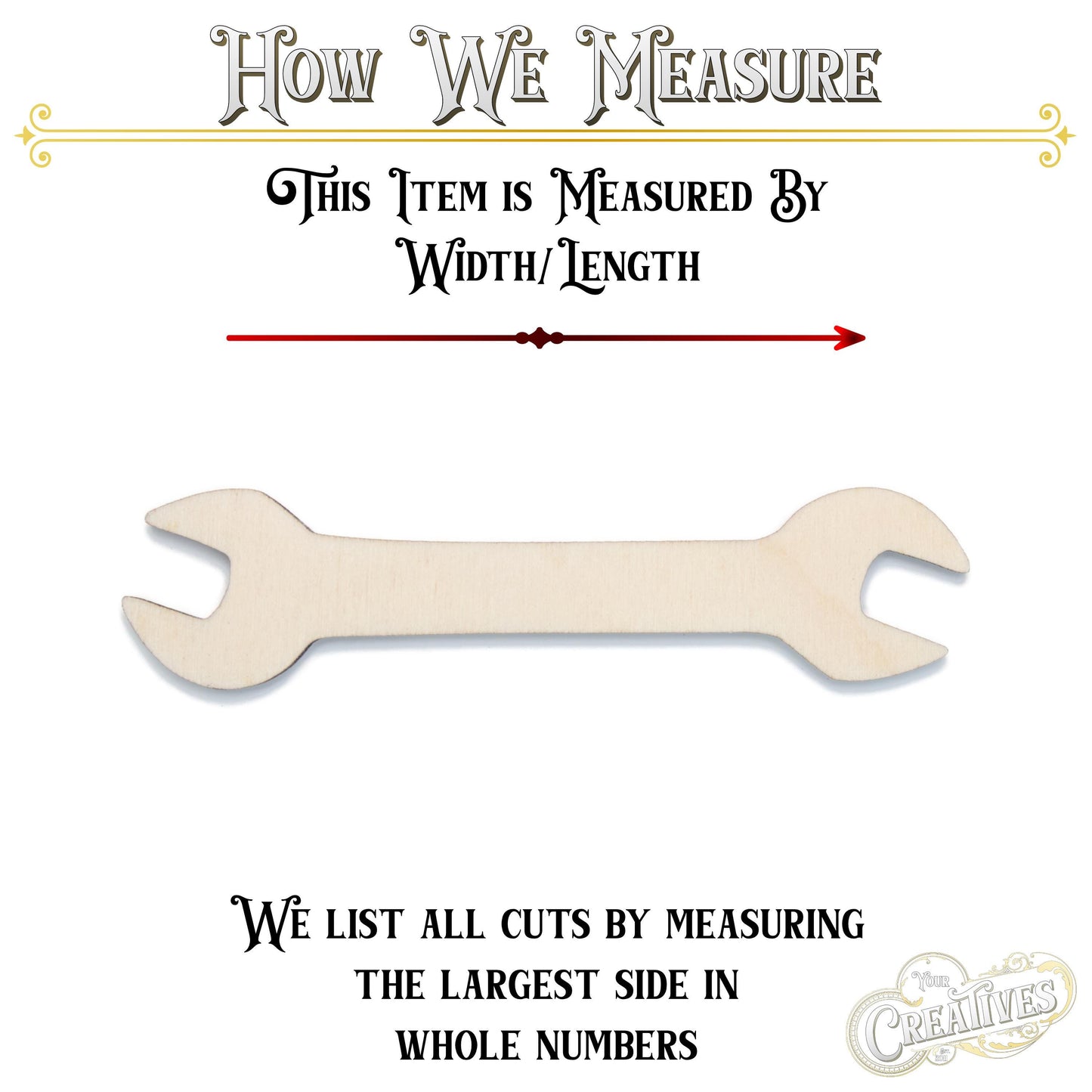 Wrench Blank Wood Cutout - Laser Cut Unfinished Craft Shape - Multiple Sizes