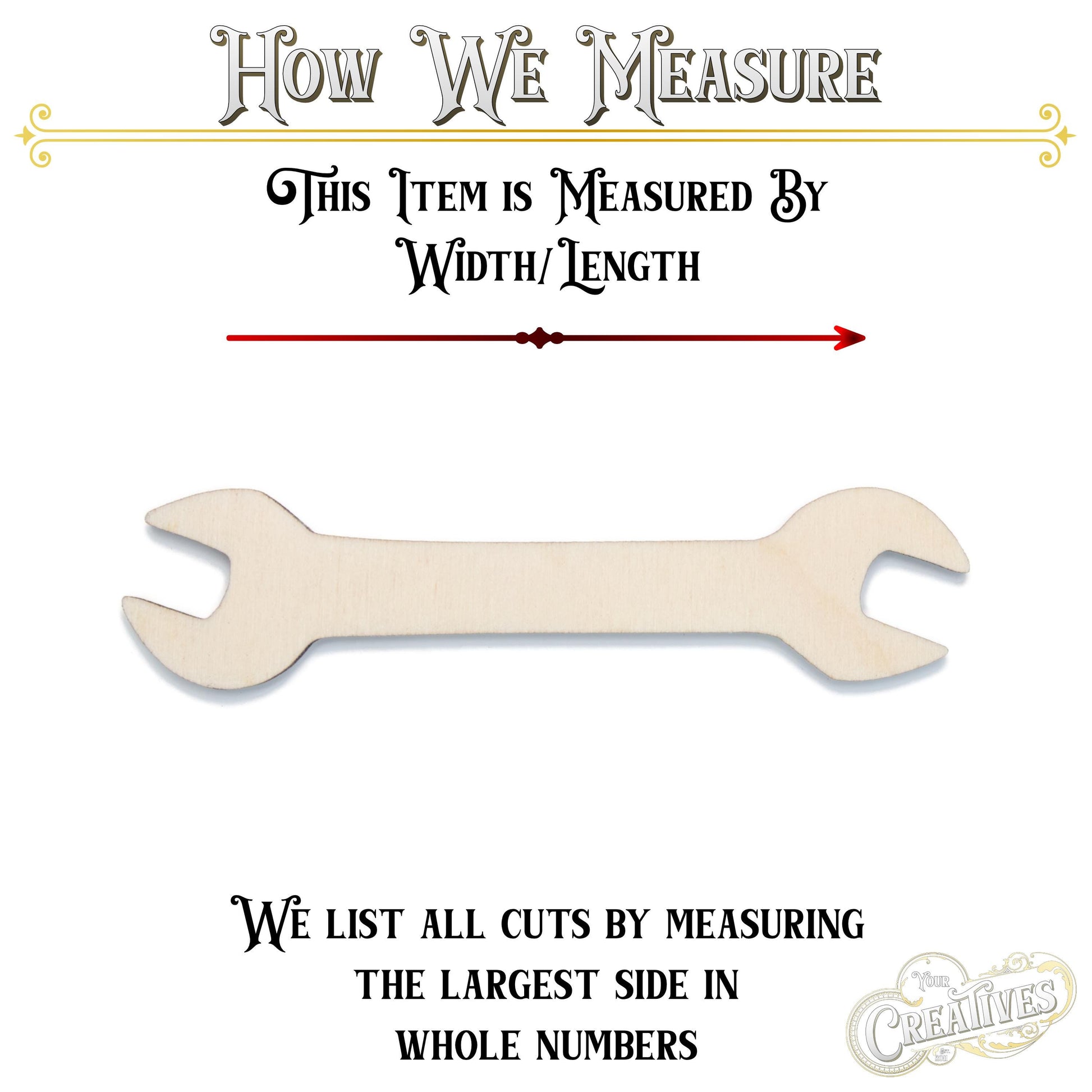 Wrench Blank Wood Cutout - Laser Cut Unfinished Craft Shape - Multiple Sizes
